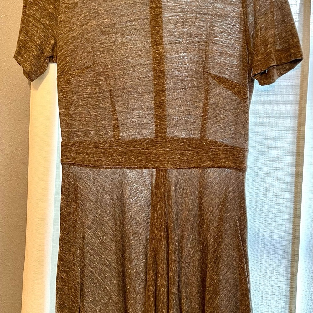 LOFT Grey Sheath Midi Dress Short Sleeve Casual